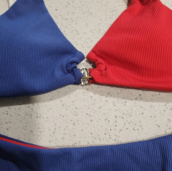 Zaful Red and Blue Color Block Bikini - Picture 3 of 7